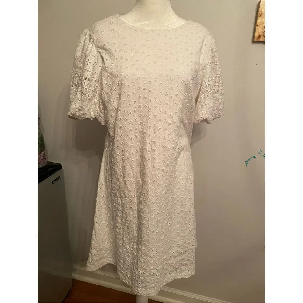 free people apricot rose mini dress Free People Apricot Rose Puff Sleeve Eyelet Dress